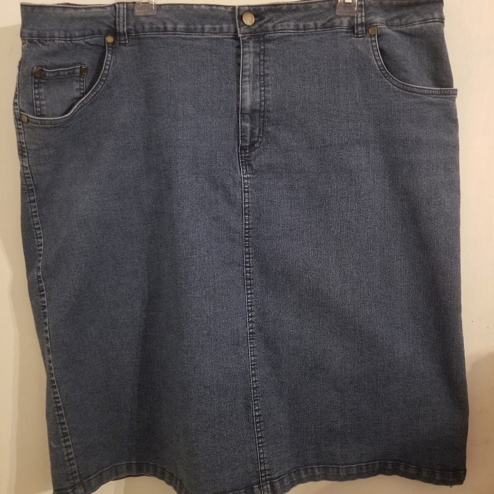 Woman Within  Dark Blue Denim Plus Size Skirt 24W